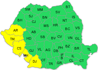 Cod galben de ploi, Foto: Administratia Nationala de Meteorologie