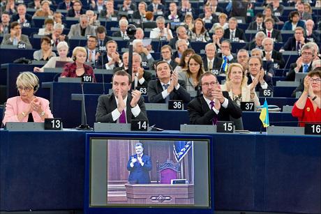 Foto din cadrul sesiunii plenare - votul Acordului cu Ucraina, Foto: Parlamentul European