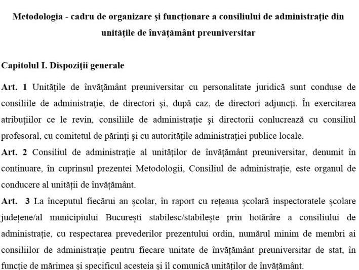 Proiect de metodologie de organizare a consiliilor de administratie in scoli, Foto: edu.ro