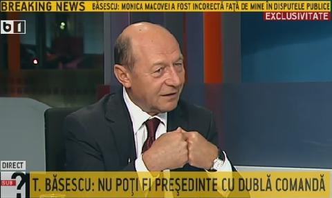 Traian Basescu la B1TV, Foto: Captura B1TV