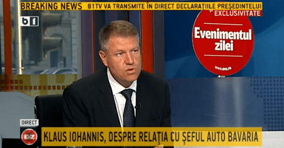Klaus Iohannis la B1 TV, Foto: Captura B1TV