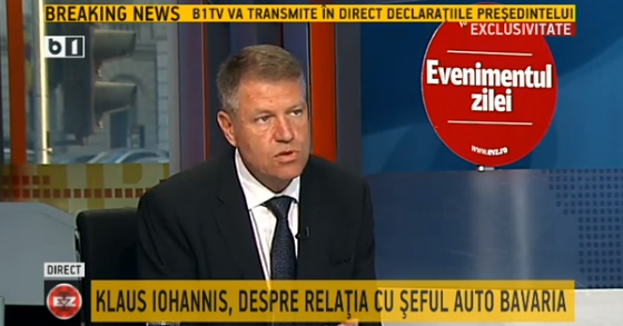 Klaus Iohannis la B1 TV, Foto: Captura B1TV