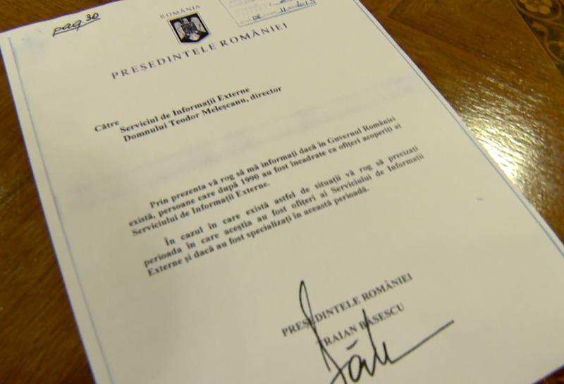 Cererea lui Basescu catre SIE, Foto: Administratia Prezidentiala
