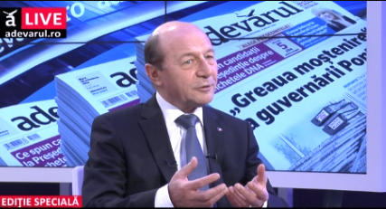 Traian Basescu la Adevarul LIVE, Foto: Captura Adevarul LIve