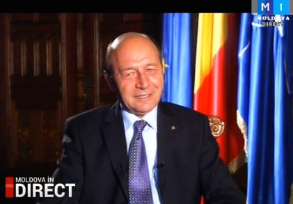 Basescu la Moldova 1, Foto: Captura TV Moldova 1