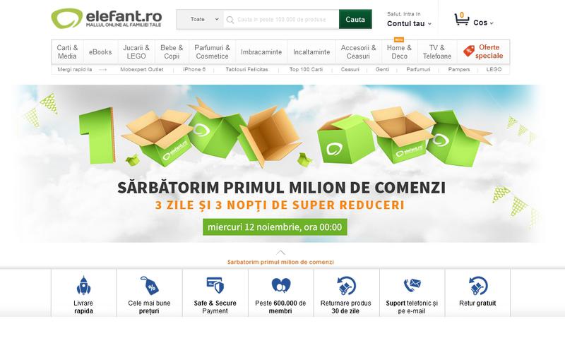 Home page elefant.ro, Foto: elefant.ro