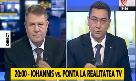 Iohannis si Ponta, la Realitatea TV, Foto: Captura Realitatea TV