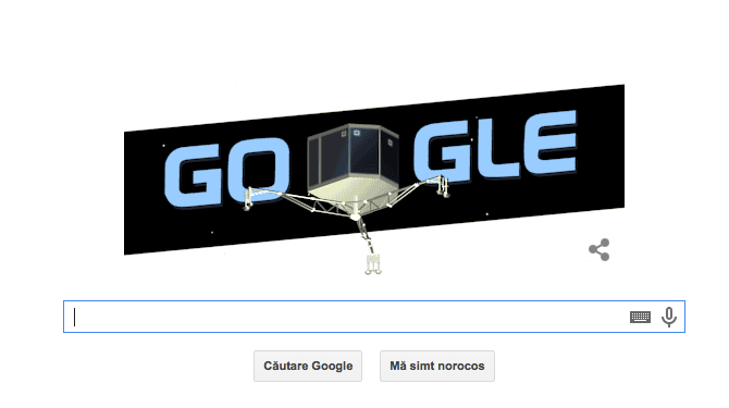 Logo Google: Aterizarea robotului Philae pe cometa Churyumov-Gerasimenko, Foto: Captura Google