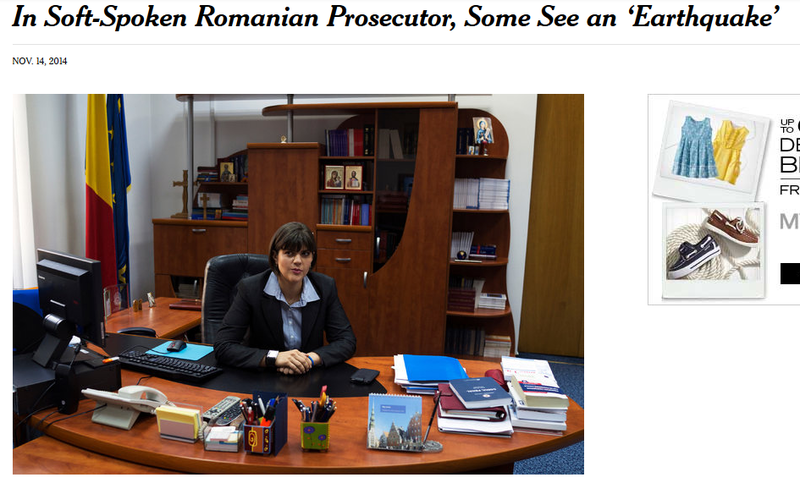 Articol despre Kovesi in NYTimes, Foto: Captura New York Times
