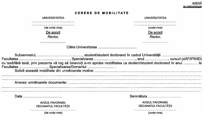 Cerere de mobilitate a studentilor, Foto: Monitorul Oficial