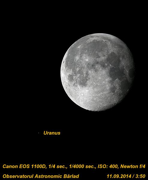 Conjunctie Luna - Uranus 4 nov. 2014, Foto: Observatorul Astronomic Barlad
