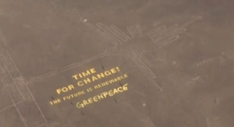 Greenpeace lasa urme pe liniile de la Nazca, Foto: Captura YouTube