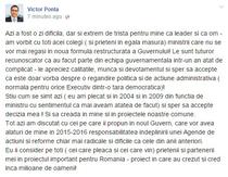 Mesajul lui Ponta pe Facebook