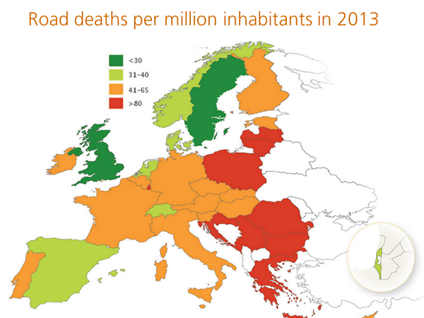 fakepathRoad deaths per million inhabitants 2013, Foto: Hotnews