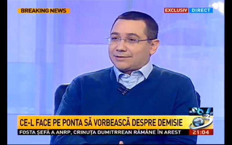 Victor Ponta, la Antena 3, Foto: Captura Antena 3