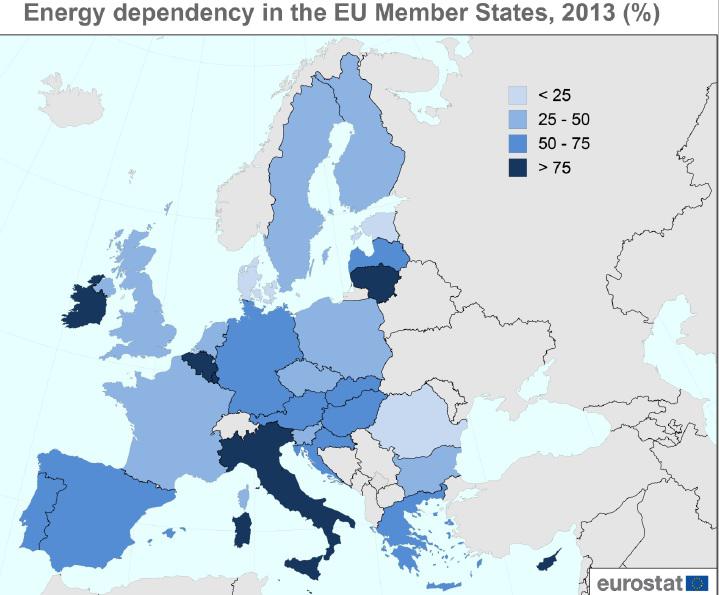 Dependenta energetica in UE, in 2013, Foto: Eurostat