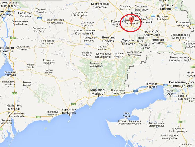 Orasul strategic Debaltseve (Ucraina), Foto: Google Maps