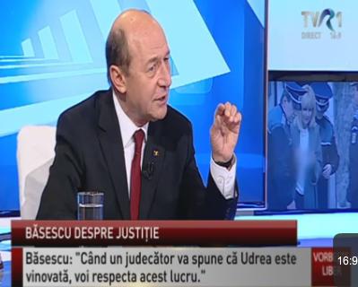 Traian Basescu la TVR 1, Foto: Captura TVR1