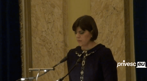 Laura Codruta Kovesi prezinta bilantul DNA pe 2014, Foto: Captura Privesc.eu