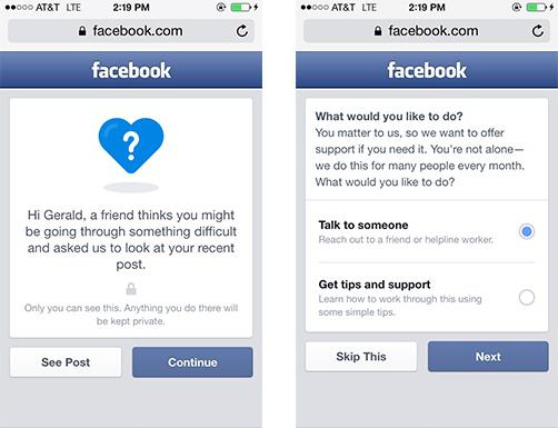 Facebook implementeaza o noua optiune pentru sustinerea persoanelor cu ganduri sinucigase, Foto: captura ecran
