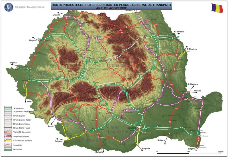 Harta proiectelor rutiere din MPGT, Foto: MT
