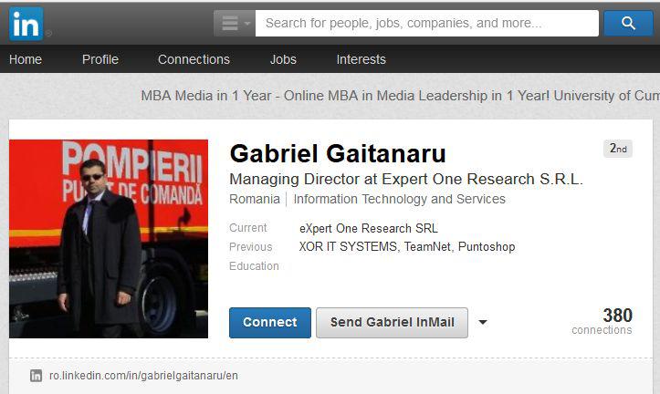 Gabriel Gaitanaru, actionar Expert One Research si fost angajat Teamnet, Foto: Captura LinkedIn