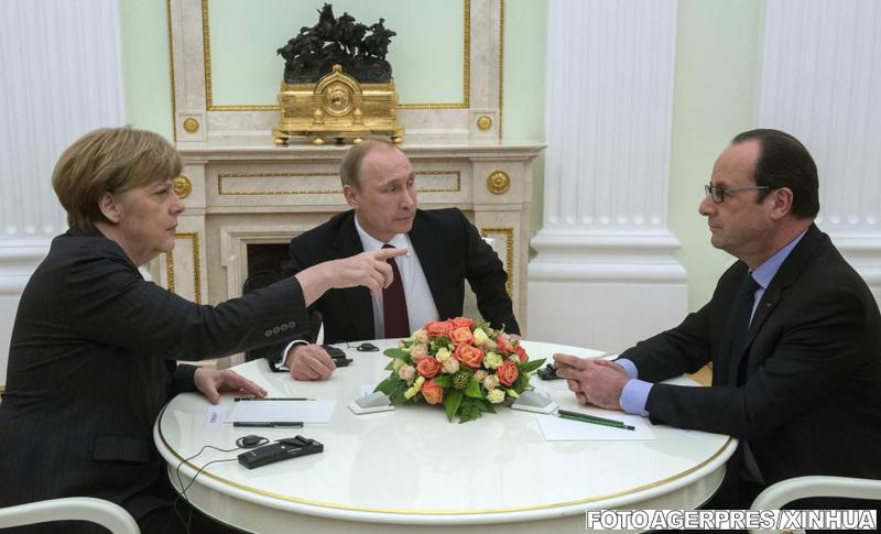 Merkel, Putin si Hollande, discutii la Kremlin, Foto: Agerpres/Xinhua