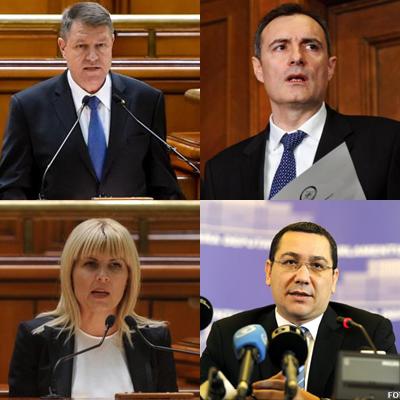 Klaus Iohannis, Florian Coldea, Elena Udrea si Victor Ponta, Foto: Colaj / Sursa foto: Agerpres