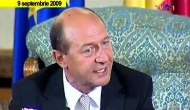 Traian Basescu, septembrie 2009, Foto: Captura Facebook