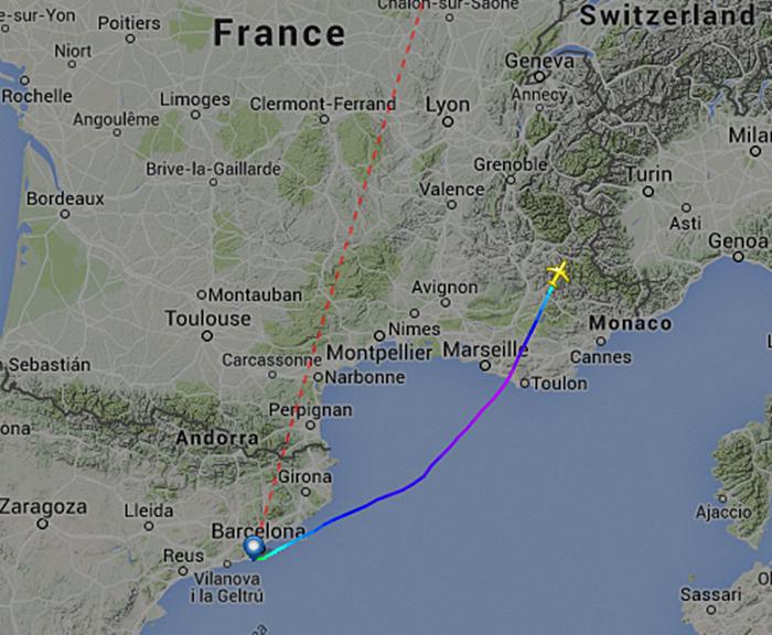 Zborul A320 Germanwings, Foto: flightradar24.com