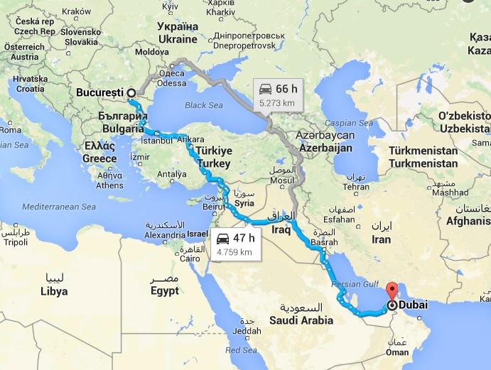 Bucuresti-Dubai, Foto: Google Maps