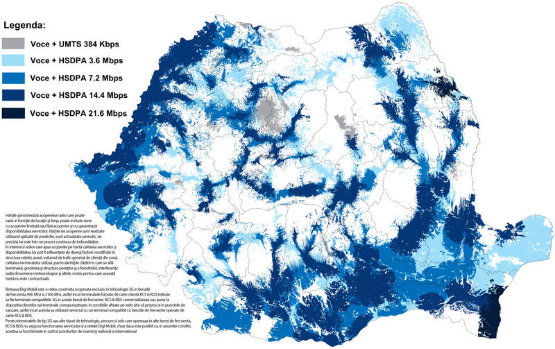 Acoperirea retelei Digi Mobil, Foto: RCS-RDS