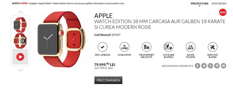 Apple Watch la 80.000 lei, Foto: Quickmobile