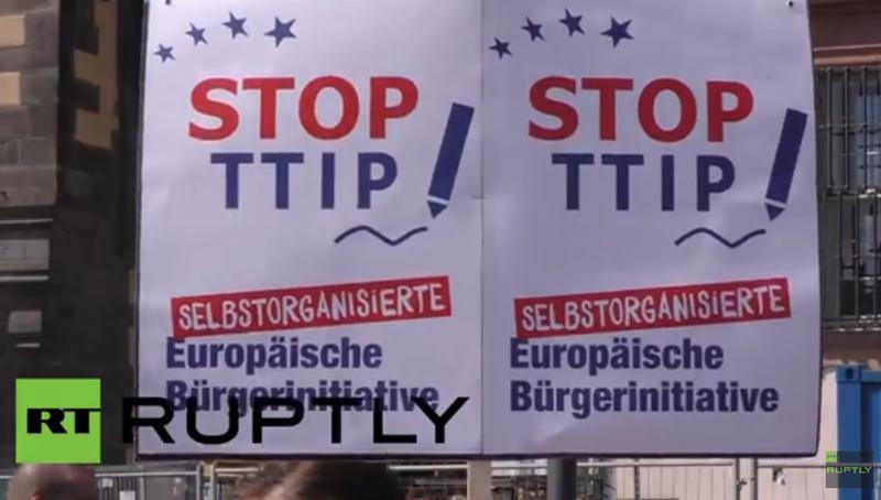 Proteste fata de TTIP in Frankfurt, Foto: Captura Ruptly TV