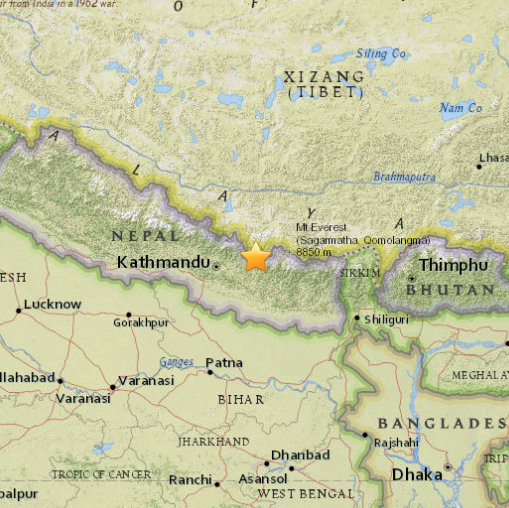 Cutremur in Nepal, Foto: USGS