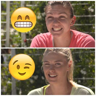 Simona Halep si Maria Sharapova imita emoticoane, Foto: wtatennis.com