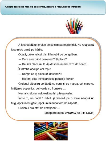 Fragment din Subiectele la Limba romana - Citit, clasa a II-a, Foto: edu.ro