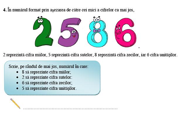 Fragment din subiectele la Matematica, clasa a IV-a, Foto: edu.ro