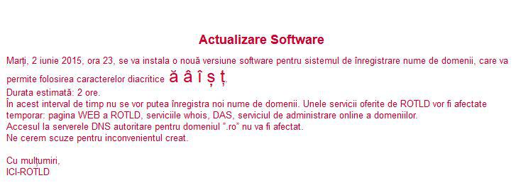 Diacritice la domeniile .ro , Foto: Captura RoTLD.ro
