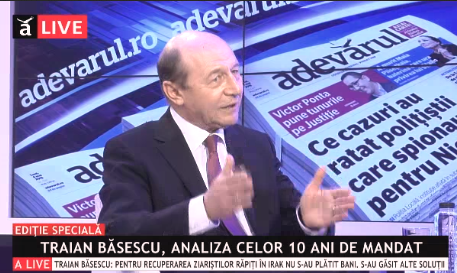 Traian Basescu la Adevarul LIVE, Foto: Captura Adevarul LIve