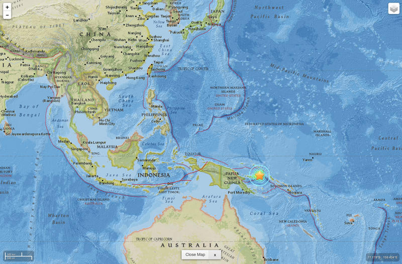 Cutremur de 7,4 in Papua Noua Guinee, Foto: USGS