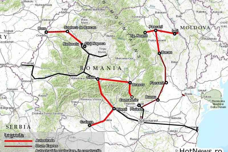 Harta - autostrazi si drumuri expres prioritare pana in 2020 - conform MPGT mai 2015, Foto: Hotnews