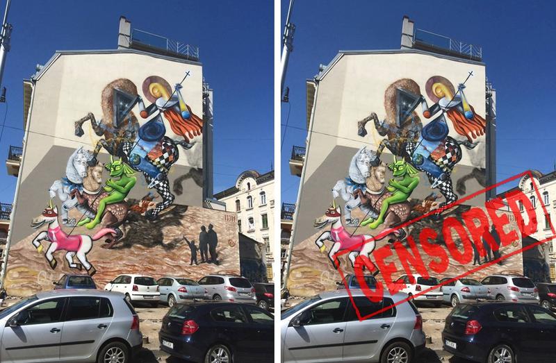 Pictura murala Sf. Gheorghe si Dragonul Jucaus, Foto: USER UPLOADED