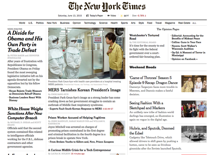 Homepage New York Times, Foto: Captura New York Times