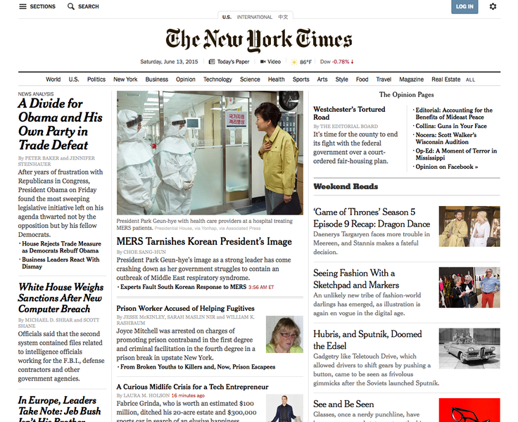 Homepage New York Times, Foto: Captura New York Times