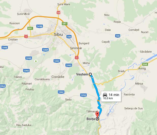 DN 7 Boita - Vestem, Foto: Google Maps