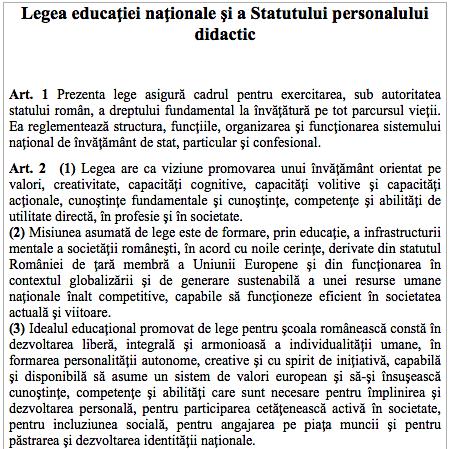 Fragment din proiectul noii legi a educatiei, Foto: Hotnews