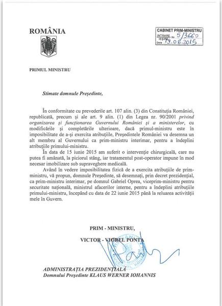 Scrisoarea lui Victor Ponta catre Klaus Iohannis, Foto: Hotnews