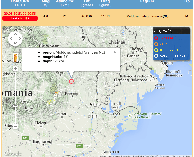 Cutremur de 4 grade in Vrancea, Foto: infp.ro