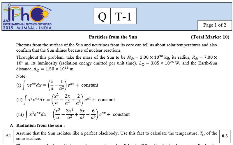 Fragment din subiectele de la olimpiada internationala de fizica 2015, Foto: ipho2015.in